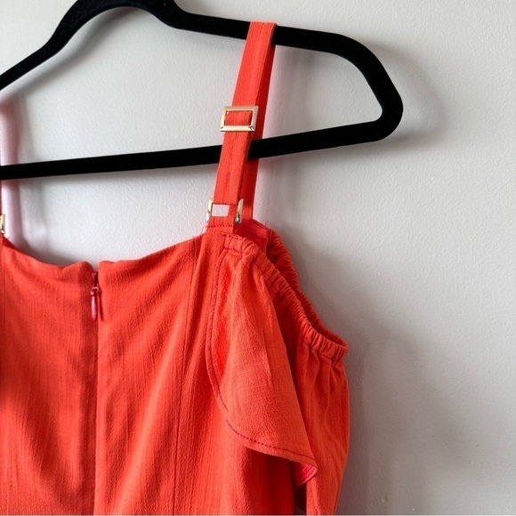 GUESS-COLD Shoulder Bright Orange Mini Dress (Size:Small) - Picture 8 of 16